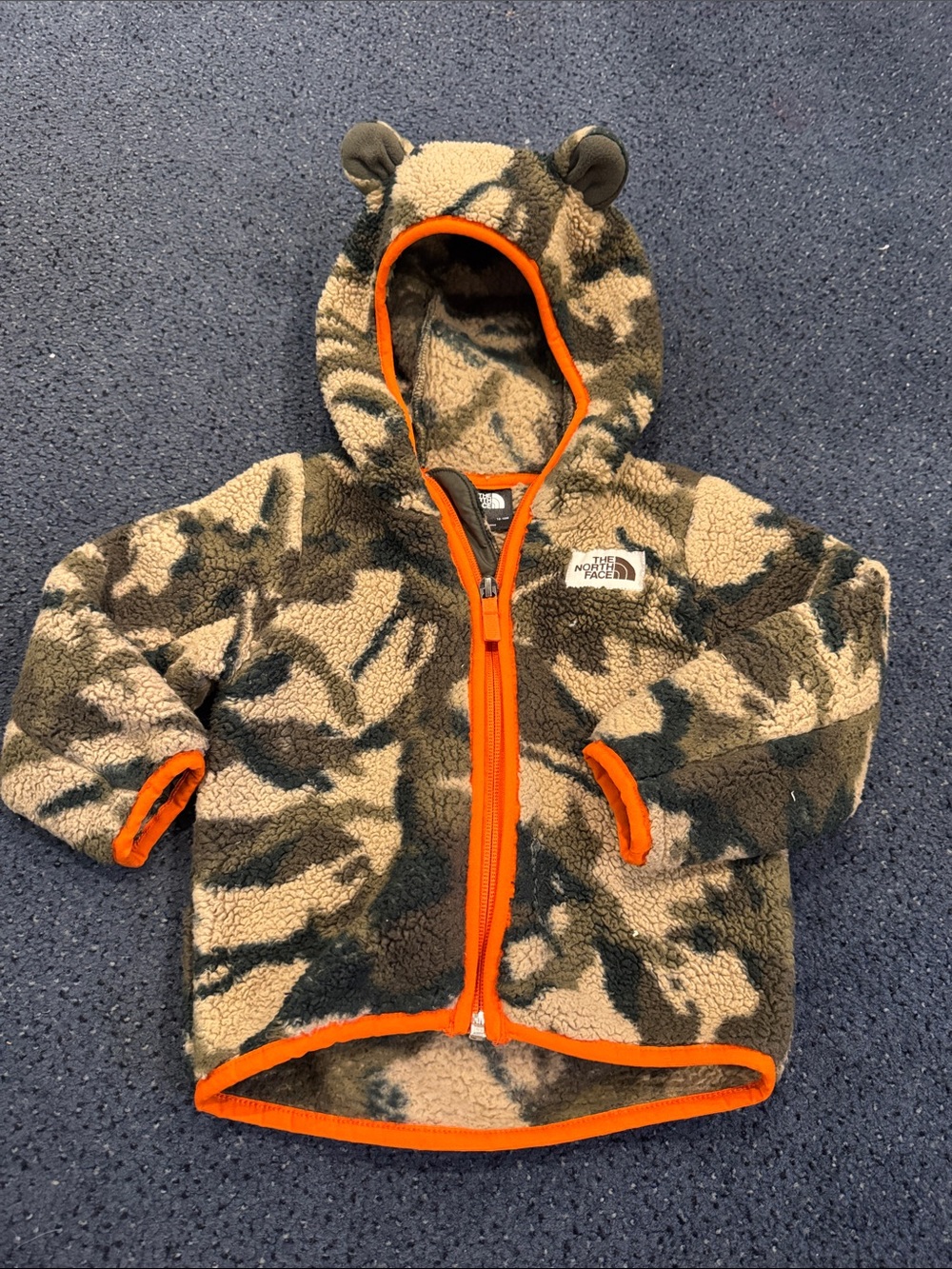 The North Face Kids' Camo Sherpa Hoodie - Tan, Olive & Orange